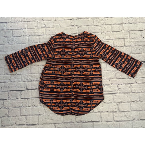 Rue 21 Ladies Orange And Black Aztec Blouse Size M - Picture 9 of 10